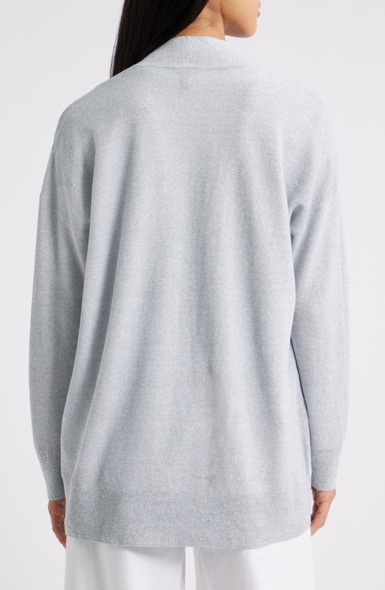 Eileen Fisher Organic Linen Blend Open Front Cardigan, Alternate, color, Fog