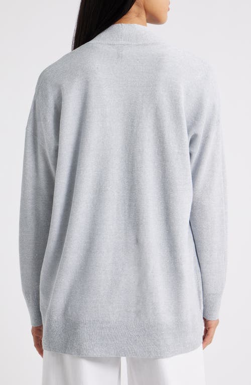 Eileen Fisher Organic Linen Blend Open Front Cardigan In Fog