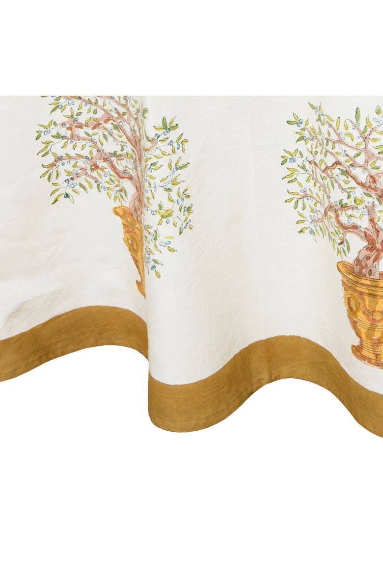 Olive Tree Tablecloth, Alternate, color, Khaki/Blue 70" Round