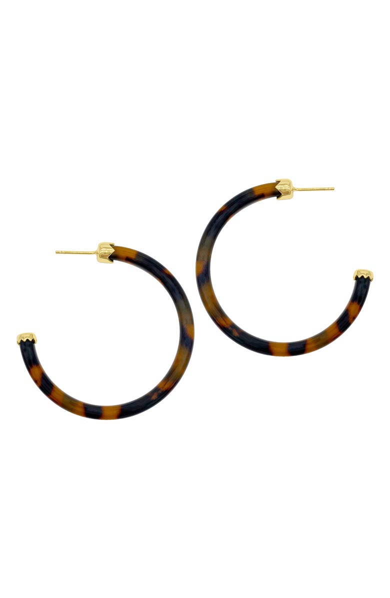Adornia Tortoise Shell Hoops, Main, color, Brown