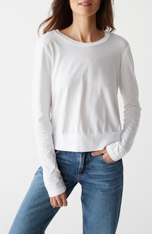 Michael Stars Yuri Long Sleeve Crop Cotton T-shirt In White