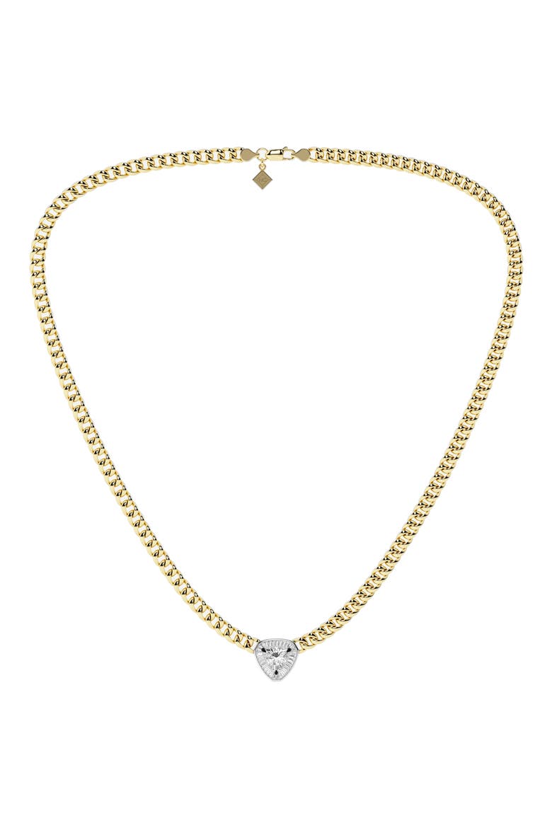 Trillion Cut Lab Grown Diamond Pendant Necklace, Alternate, color, 18K YELLOW/BLACKENED GOLD