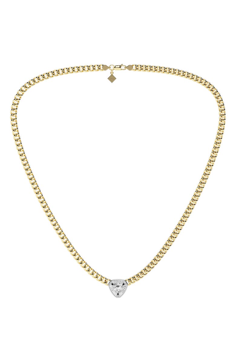 HauteCarat Trillion Cut Lab Grown Diamond Pendant Necklace, Alternate, color, 18K Yellow/ Blackened Gold