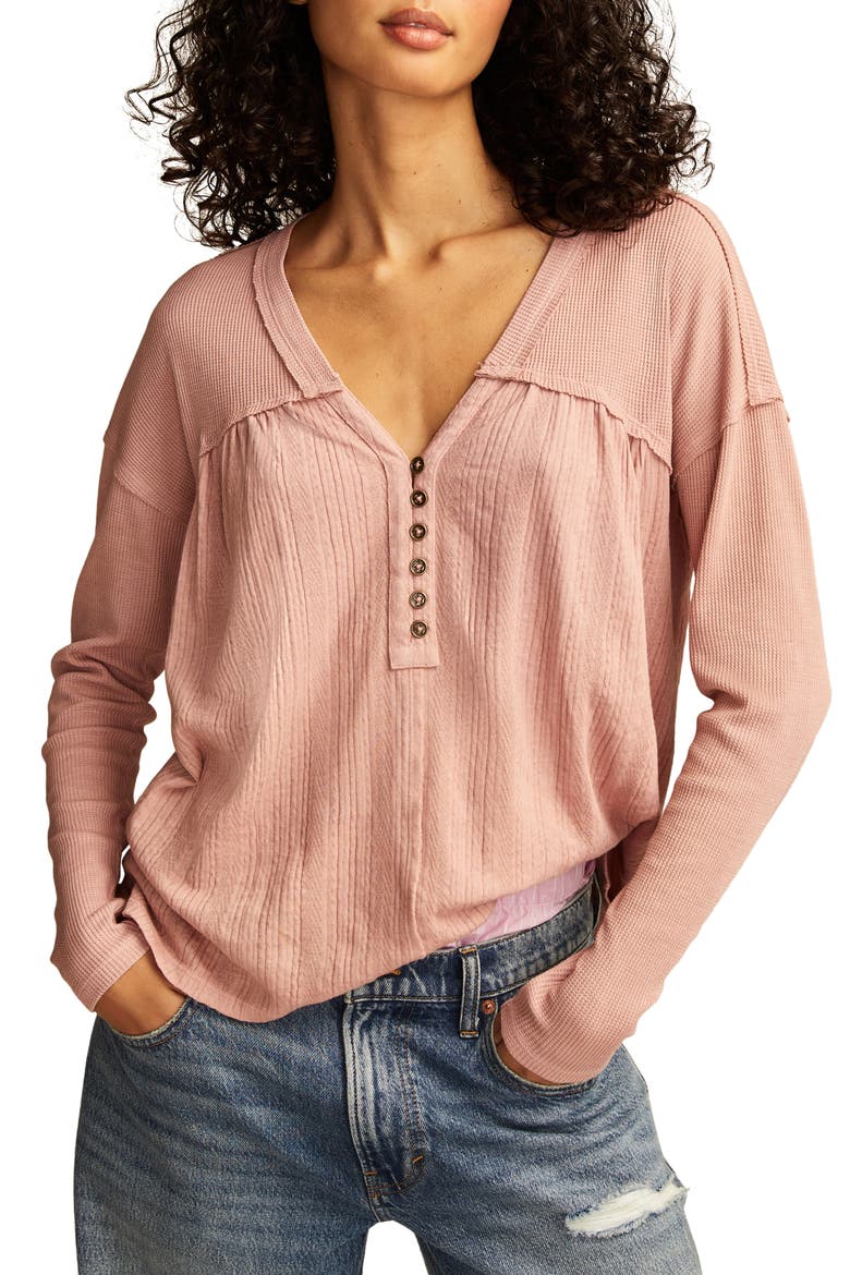 Cotton Blend Henley Top, Main, color, ASH ROSE