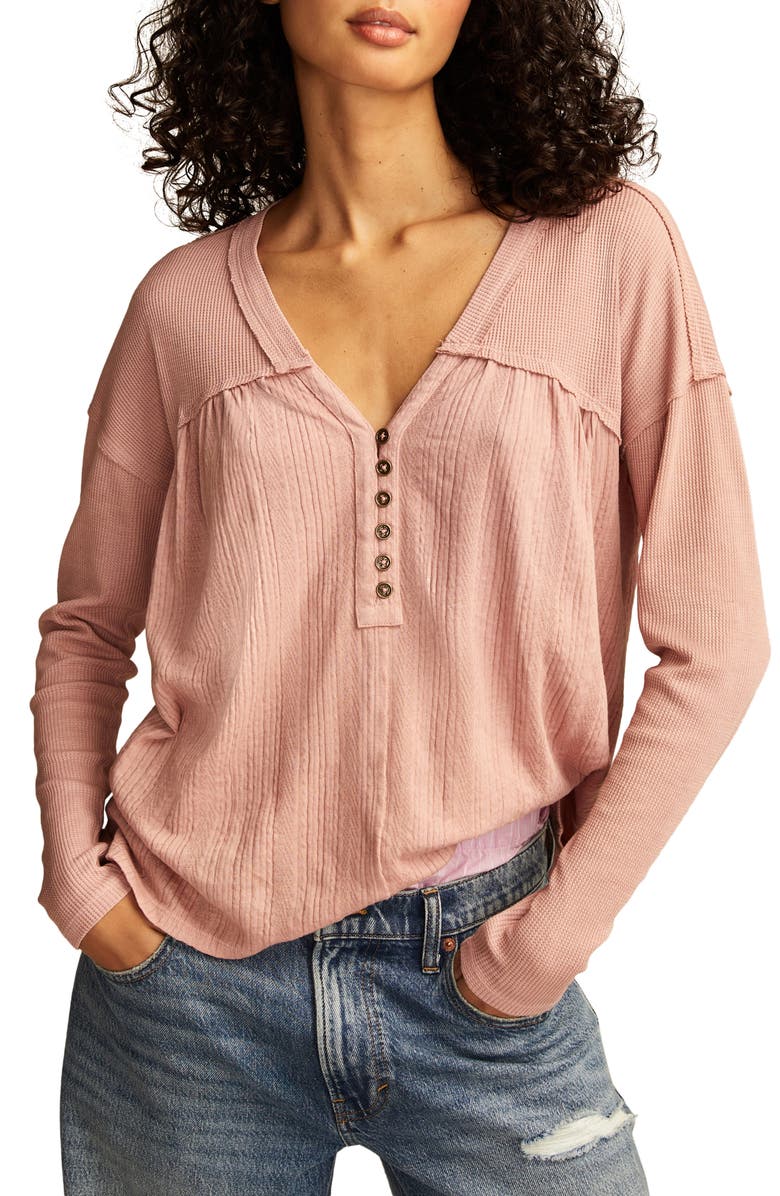 Lucky Brand Cotton Blend Henley Top, Main, color, Ash Rose