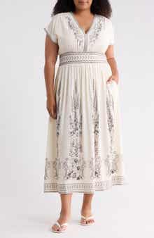 MAX STUDIO Floral Short Sleeve Maxi Dress