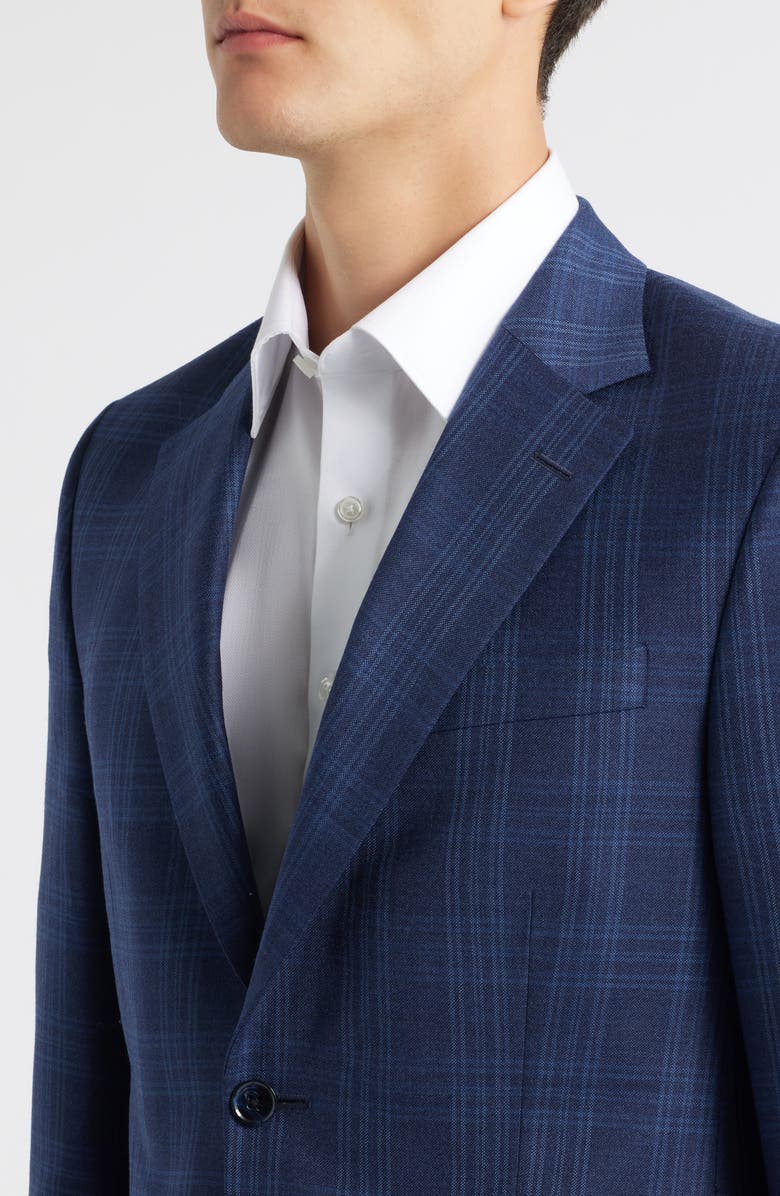Peter Millar Flynn Classic Fit Blue Plaid Wool Sport Coat, Alternate, color, Blue