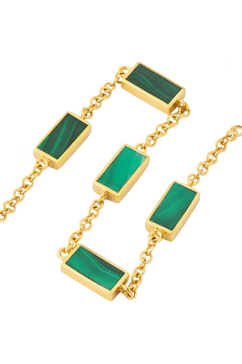 Five Station Dash Rectangle Bracelet In Sterling With 18K Gold Overlay, Alternate, color, GREEN