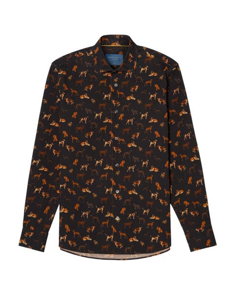 Reynolds Dog Print Pinwale Corduroy Shirt