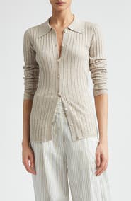 TOTEME Slim Fit Cashmere & Silk Rib Cardigan