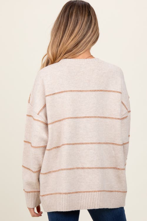 Pinkblush Striped Drop Shoulder Sweater In Neutral