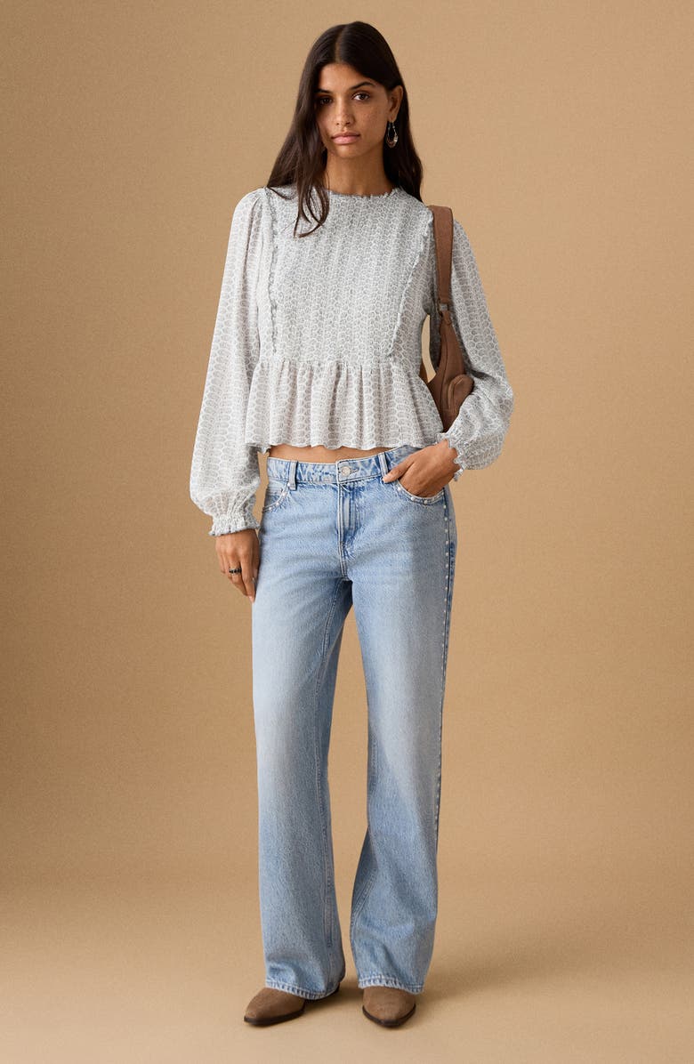 MANGO TEEN Ruched Paisley Print Peplum Top, Alternate, color, 