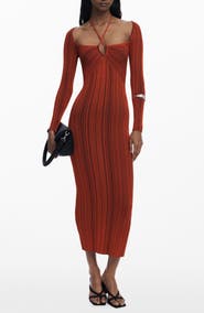 Desigual Variegated Rib Long Sleeve Knit Dress