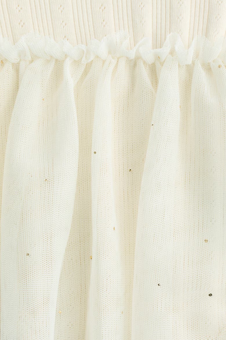 Tulle-skirt Bodysuit Dress, Alternate, color, Cream