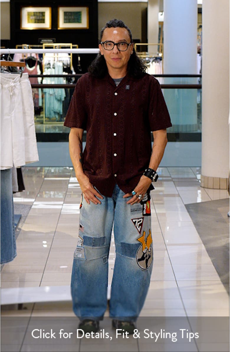 Short Sleeve Button-Up Shirt in Embroidered Cotton, sales video thumbnail