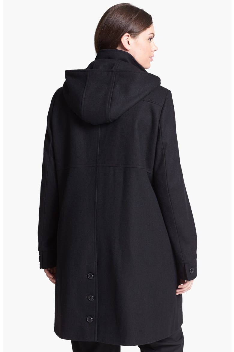 'Baby' Wool Blend Coat with Detachable Hood, Alternate, color, BLACK