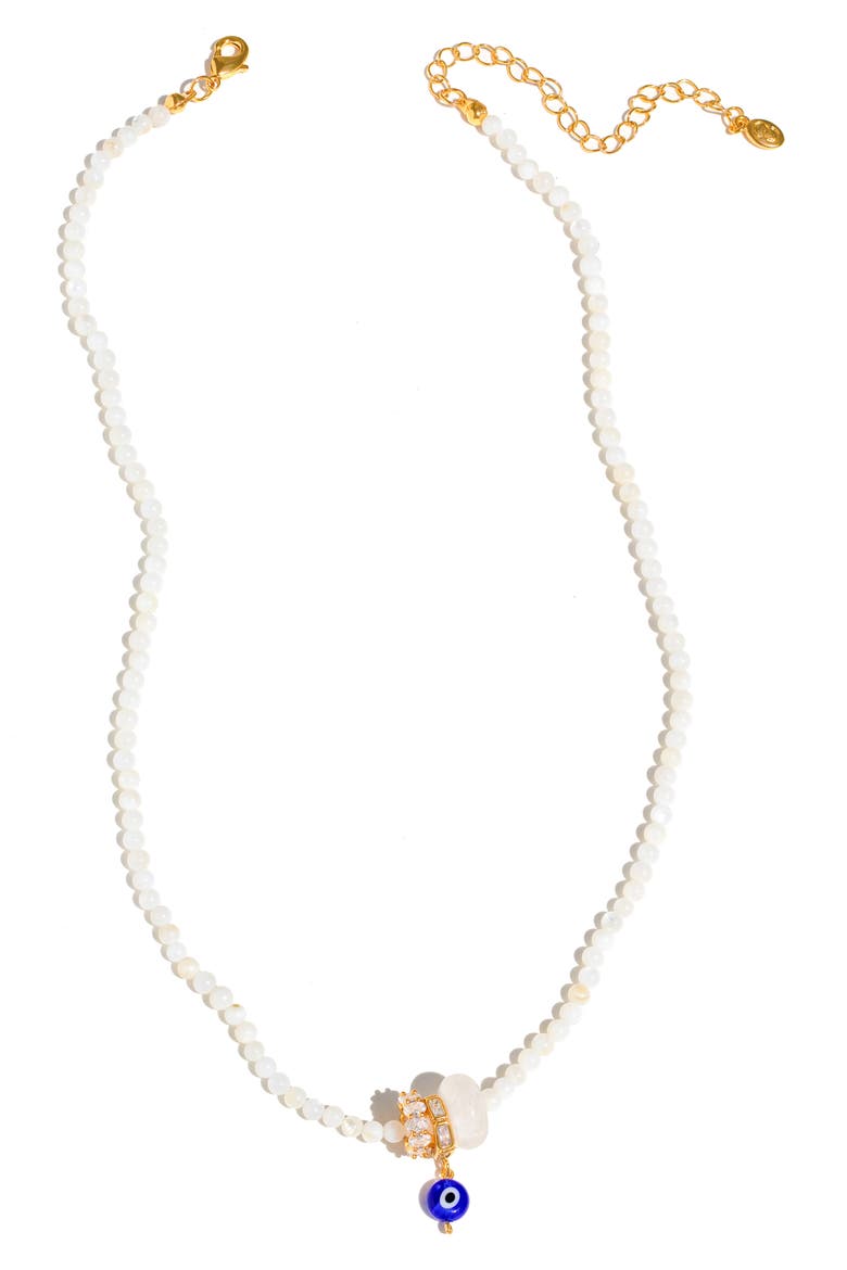 Evil Eye Beaded Necklace, Main, color, GOLD