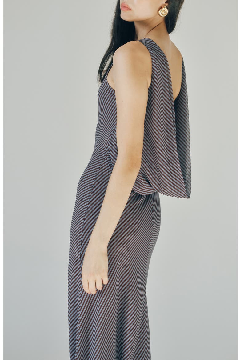 Micca Stripe Drape Back Dress, Alternate, color, BLUE BROWN STRIPE