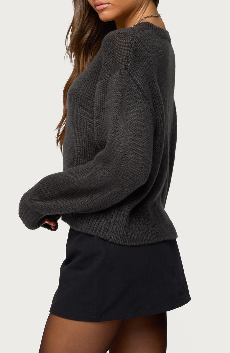 EDIKTED Kyrah Oversize Crewneck Sweater, Alternate, color, Dark-Gray