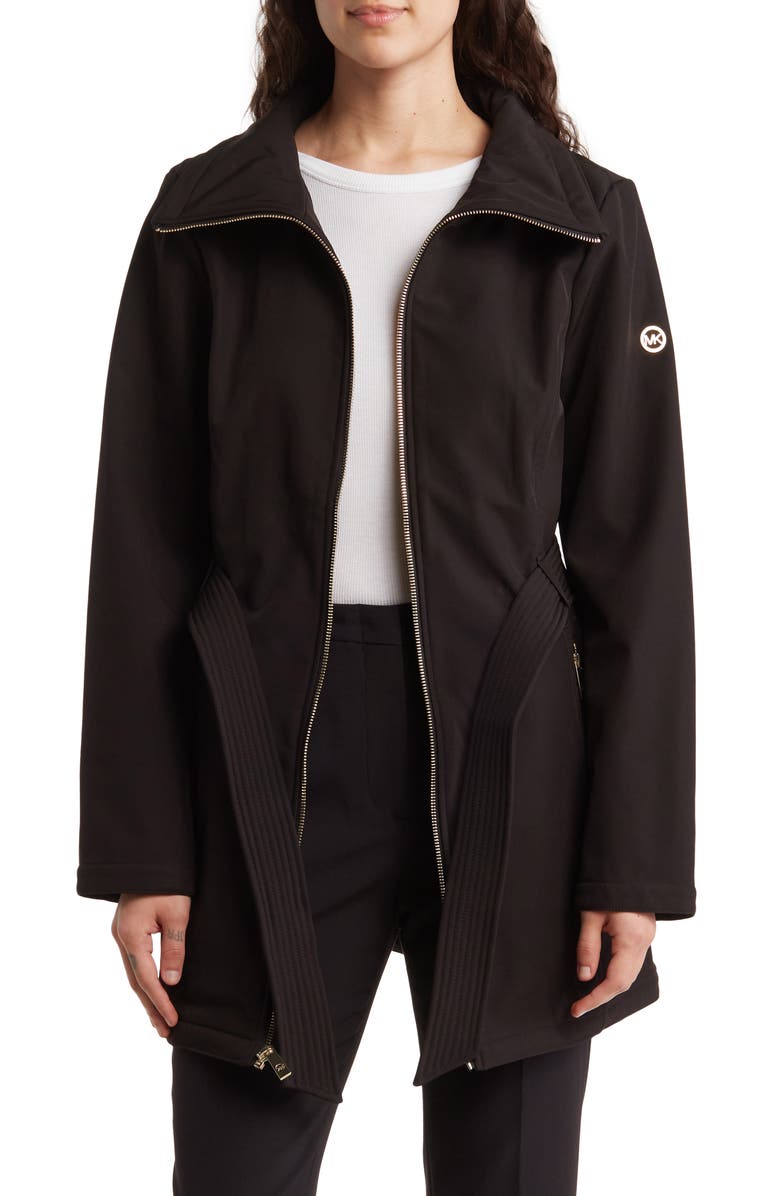 Michael Kors Water Resistant Belted Softshell Jacket, Alternate, color, 