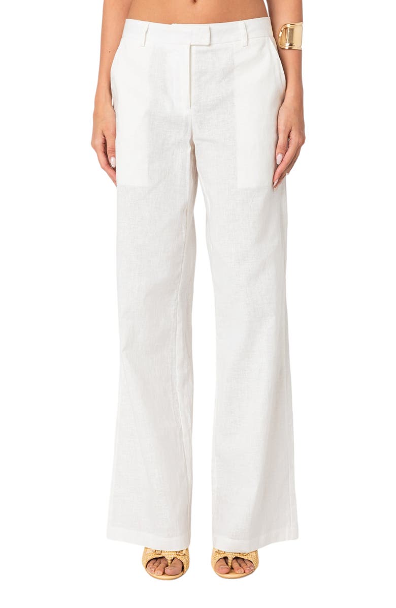 EDIKTED Arya Cotton Pants, Main, color, Cream