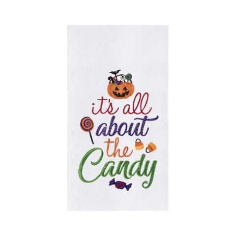 All About The Candy Halloween Cotton Embroidered Flour Sack Kitchen Dishtowel