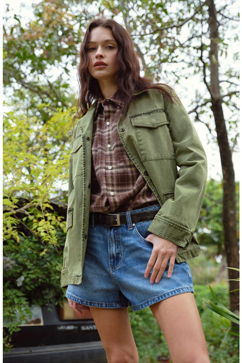 Plaid Fray Oversize Shirt, Alternate, color, BROWN/ KHAKI PLAID