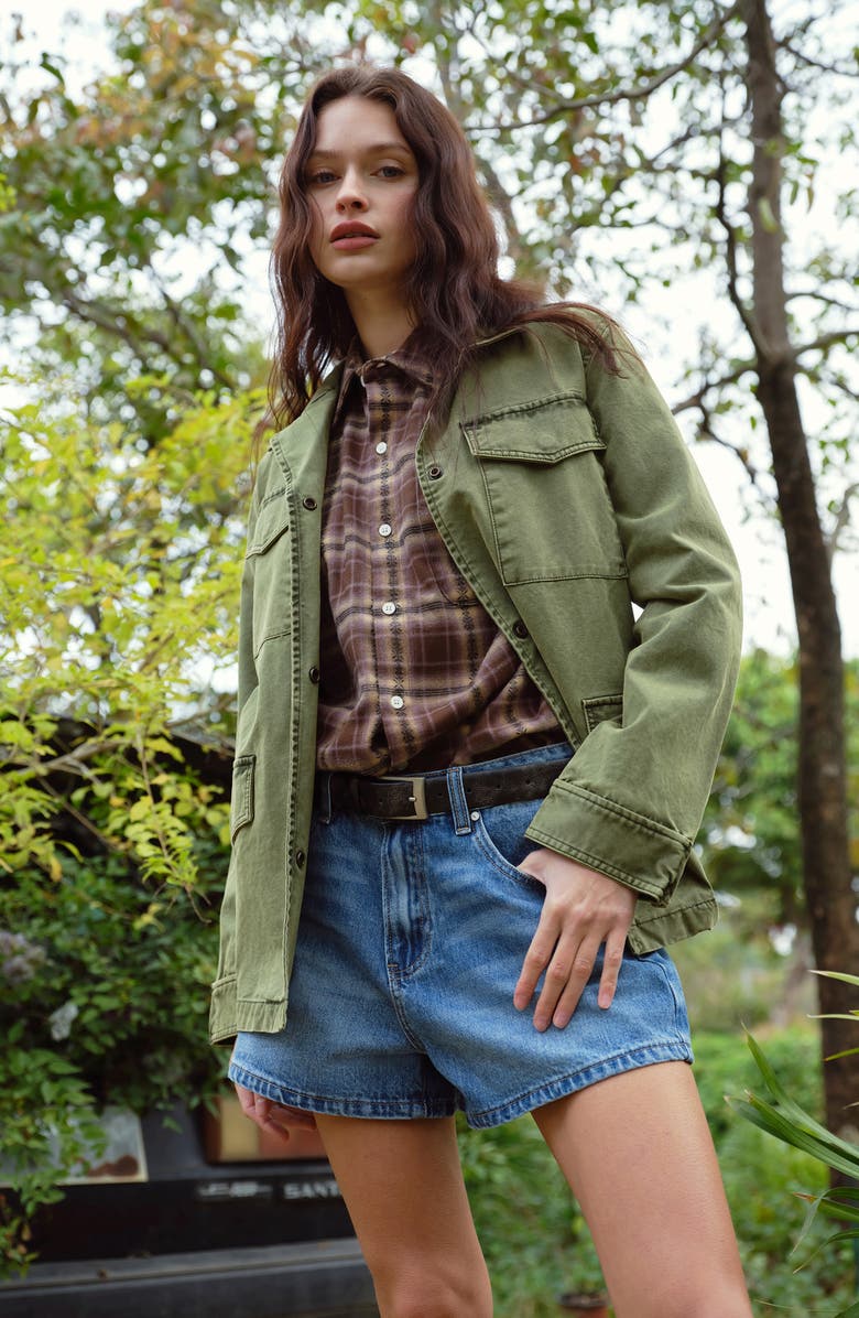 Bayeas Plaid Fray Oversize Shirt, Alternate, color, Brown/ Khaki Plaid