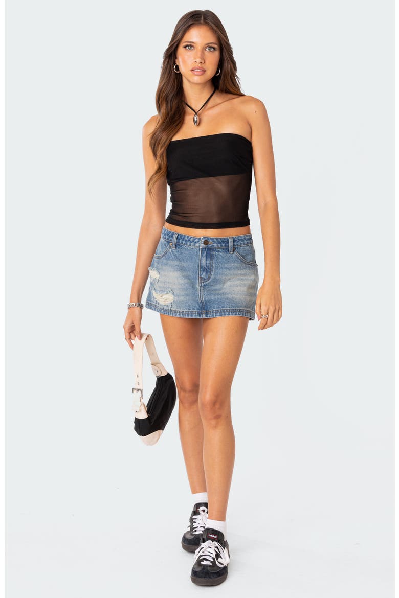 Celestia Mesh Tube Top, Alternate, color, BLACK
