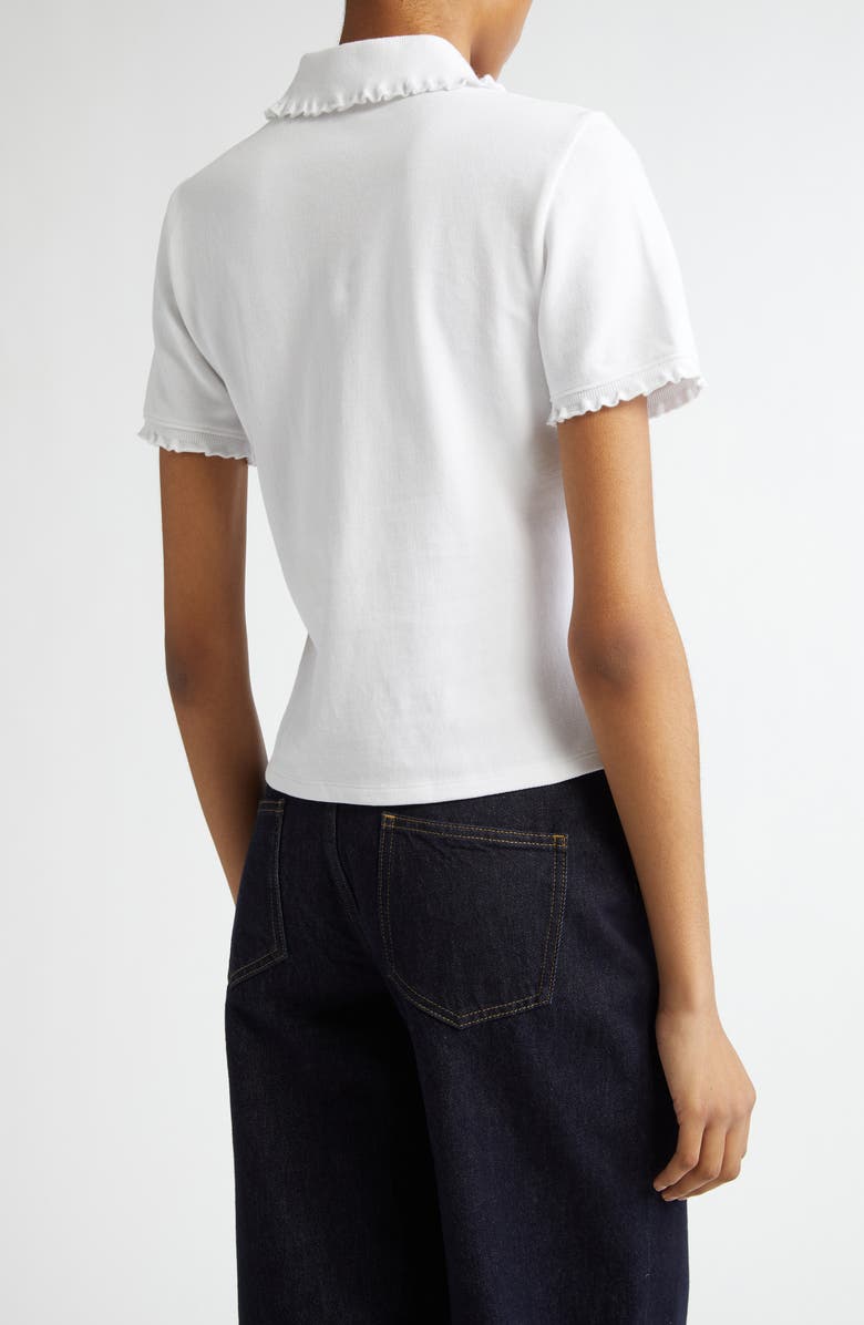 Cinq à Sept Aster Crystal Button Cotton Polo Shirt, Alternate, color,