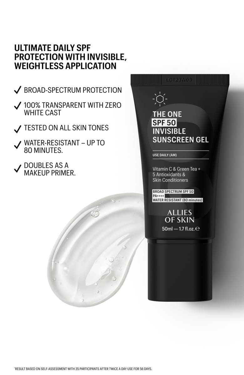 ALLIES OF SKIN The One SPF 50 Invisible Gel Sunscreen, Alternate, color,