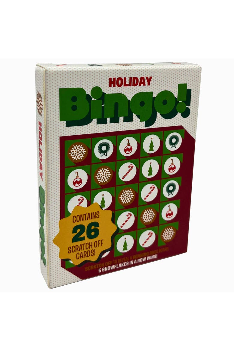Holiday Bingo Scratch Card Game26 Cards, Party Game, Win Snowflakes!, Main, color, Multicolored