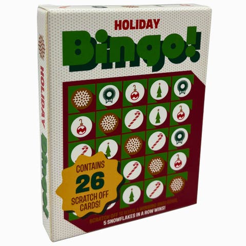 Holiday Bingo Scratch Card Game26 Cards, Party Game, Win Snowflakes!