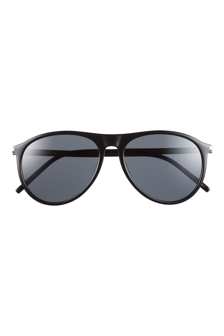 56mm Aviator Sunglasses, Main, color, BLACK BLACK BLACK