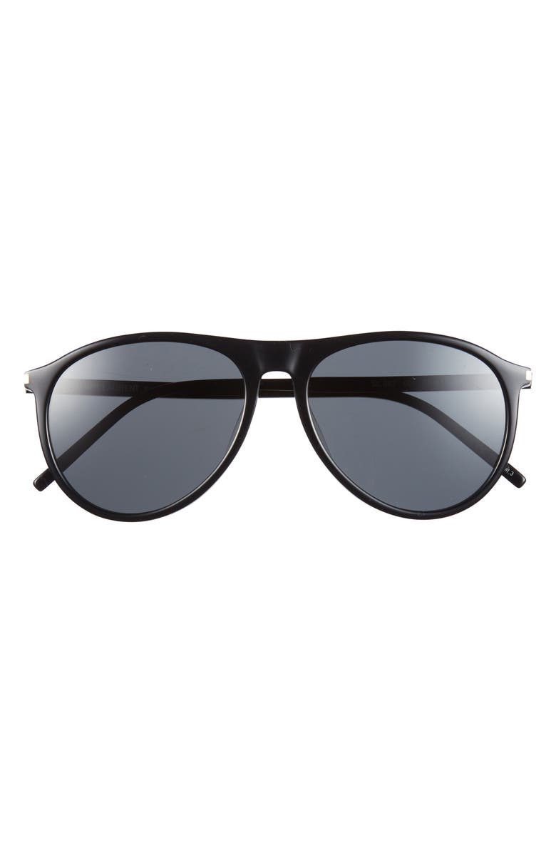 Saint Laurent 56mm Aviator Sunglasses, Main, color, Black Black Black