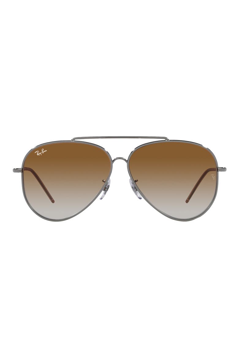 Reverse 59mm Gradient Aviator Sunglasses, Main, color, GUNMETAL