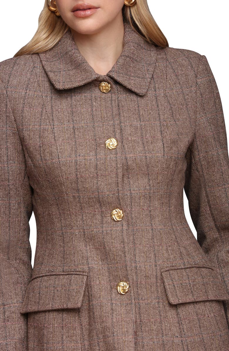 Avec Les Filles Herringbone Hourglass Blazer, Alternate, color, Brown Herringbone