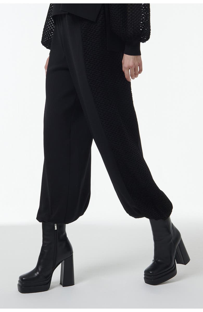 Leem Mesh Detail Knit Trousers, Alternate, color, Black