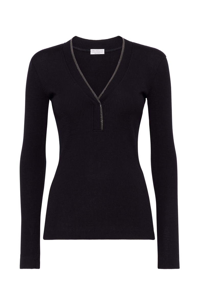 Brunello Cucinelli Ribbed jersey T-shirt, Main, color, 