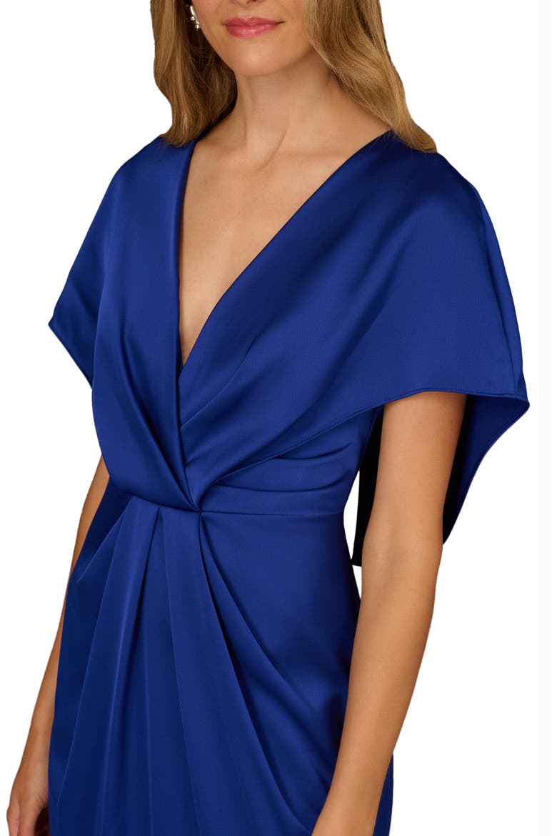 Bow Back Crepe & Satin Mermaid Gown, Alternate, color, ROYAL SAPPHIRE