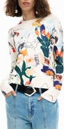 Desigual Floral Fine Gauge Crewneck Sweater