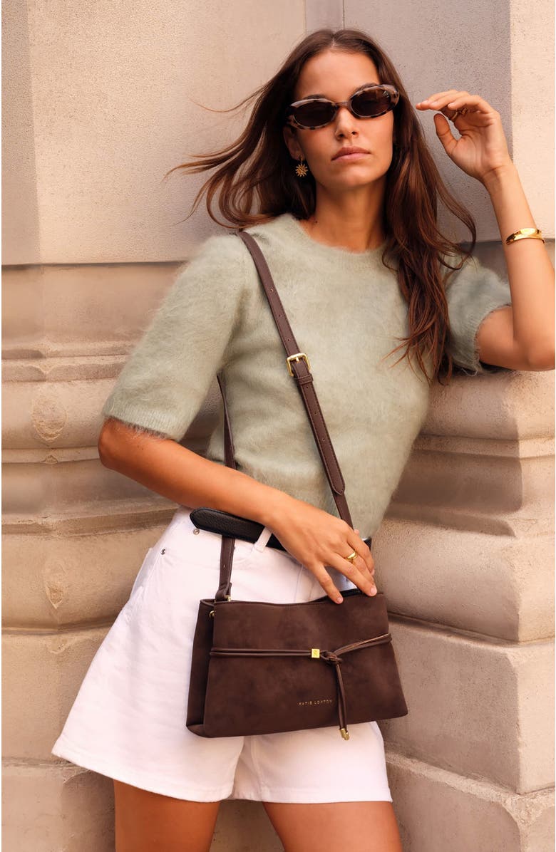 Katie Loxton Lori Suedette Crossbody Bag, Alternate, color, Bitter Chocolate