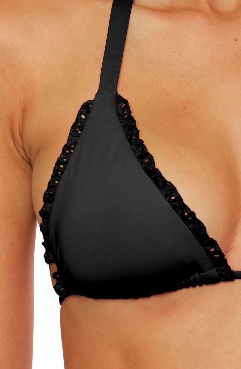 Becca Frills Triangle Bikini Top, Alternate, color, Black