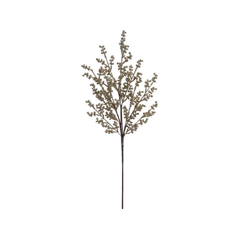 Faux Berry Stem, Antique Silver Finish