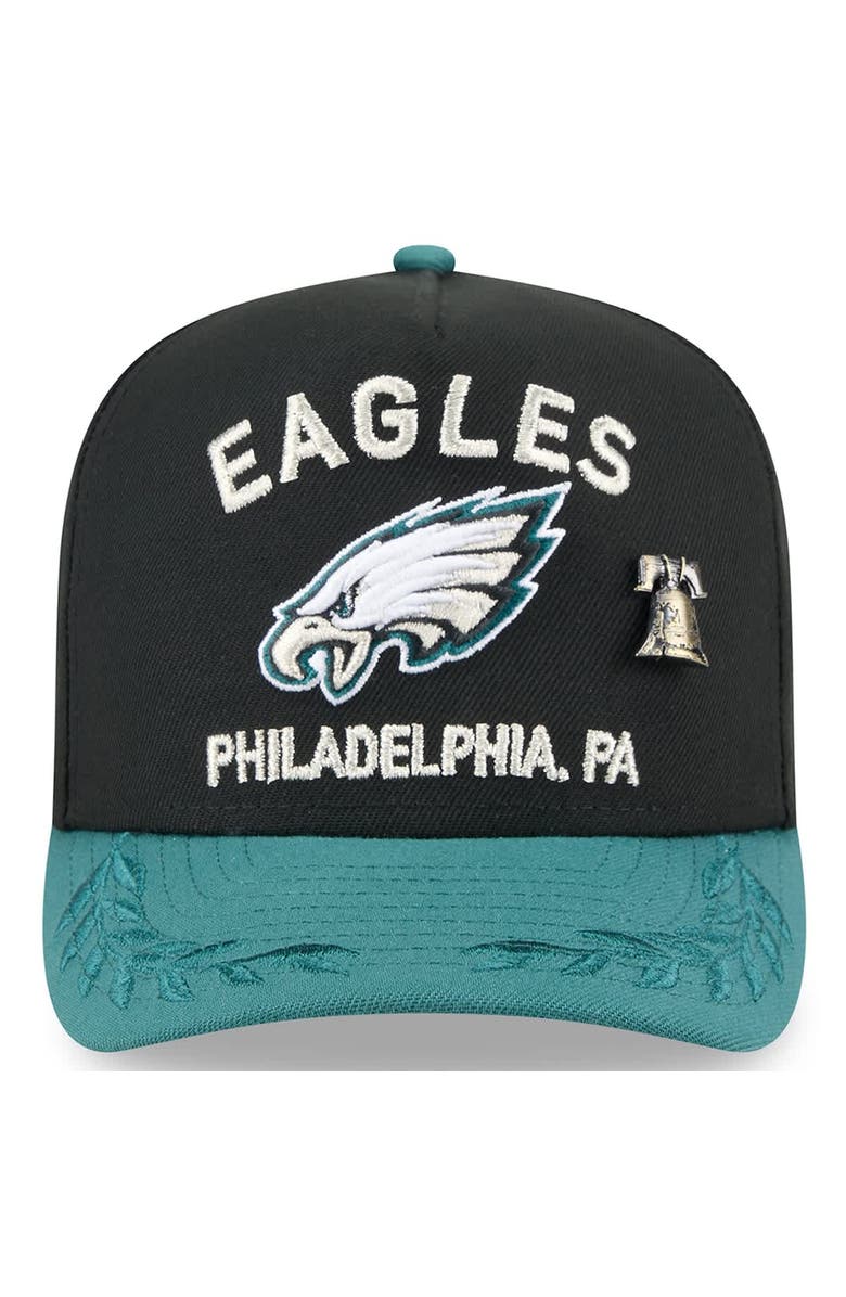 New Era Men's New Era Black/Midnight Green Philadelphia Eagles 2025 NFL Draft On Stage A-Frame 59FIFTY Fitted Hat, Alternate, color, 