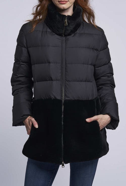 Blue Duck Down And Shearling Jacket In Black