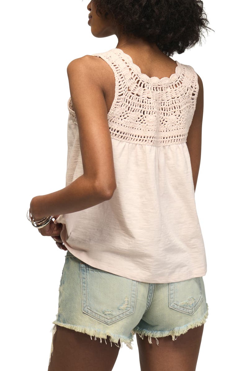 Lucky Brand Crochet Trim Swing Tank, Alternate, color, Silver Peony