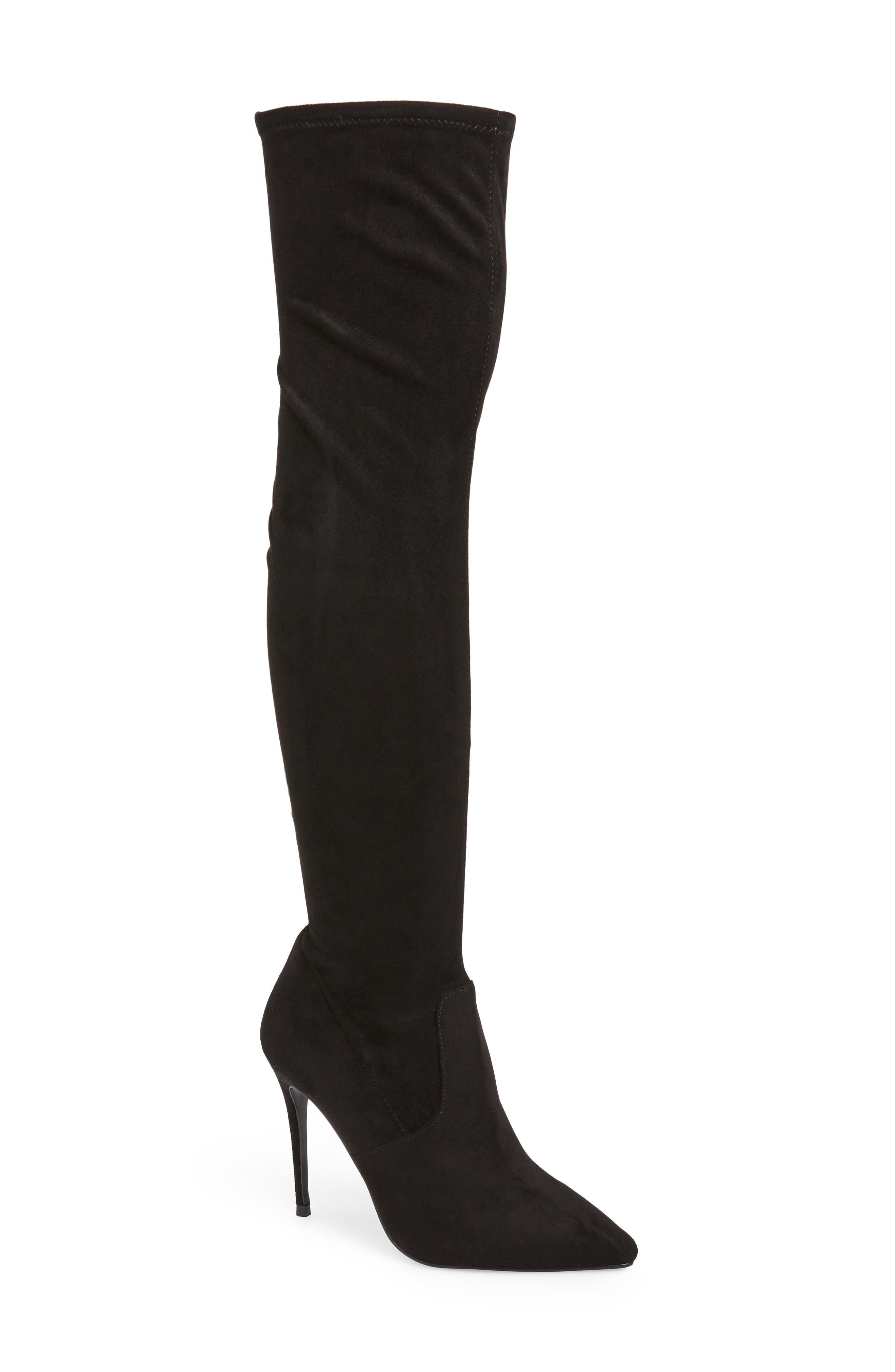 Devine Over the Knee Boot, Main, color, BLACK SUEDE