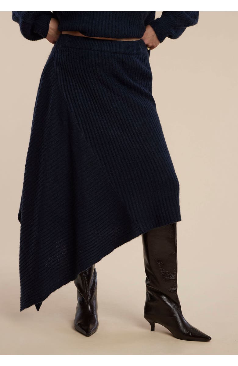 ELOQUII Asym Draped Sweater Skirt, Alternate, color, Rich Navy