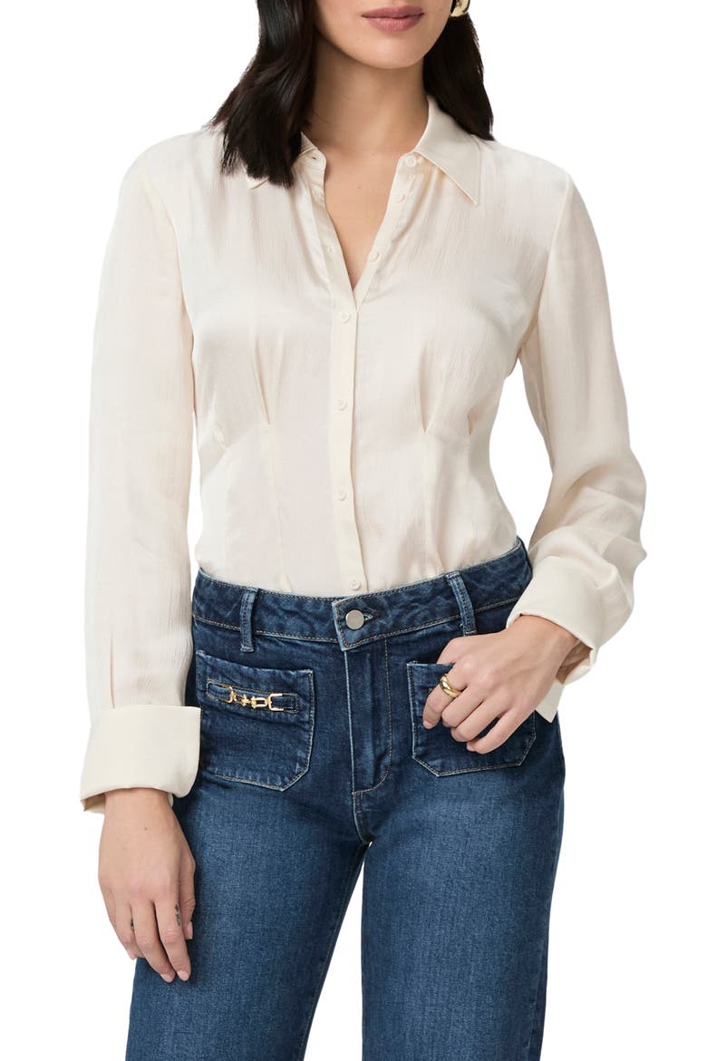 Nelly Button-Up Shirt, Main, color, LATTE FOAM